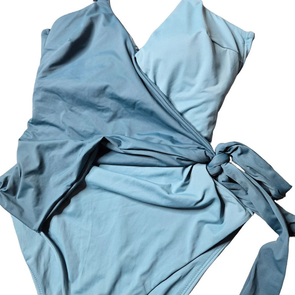Knix Wrap Side Tie One-Piece Blue Swimsuit SIZE: XL - Picture 5 of 8